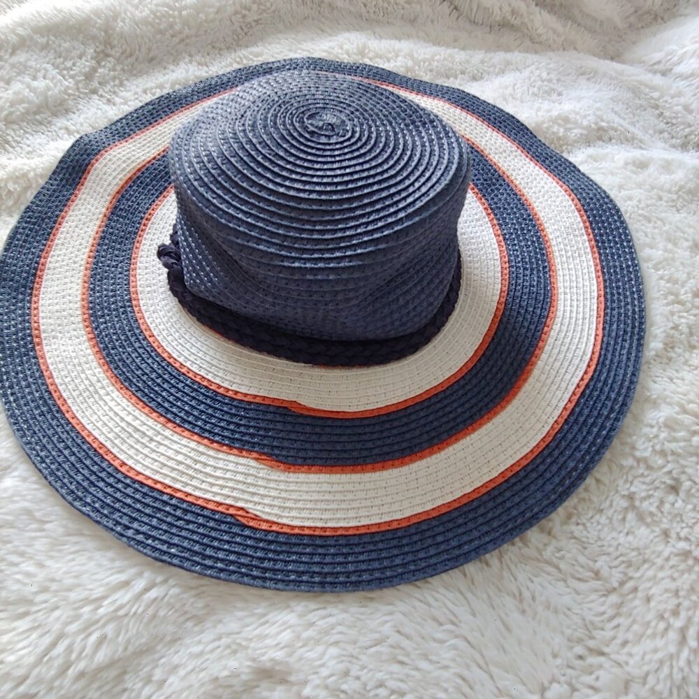 Nautica Red/White/Blue Woven Floppy Hat